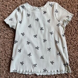 Cat & Jack Cream Shirt with Black Bow Print
